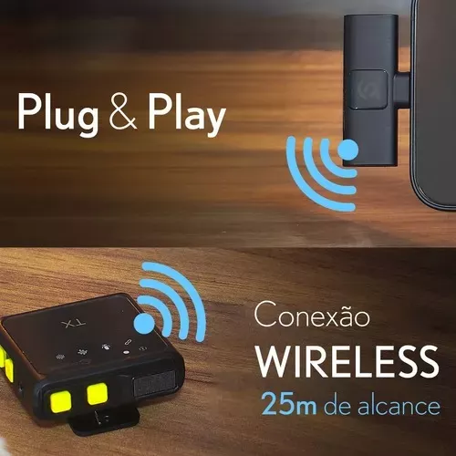 Microfone de Lapela 2 em 1