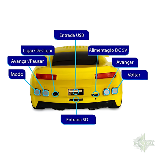 Caixa de Som em Formato de Camaro Amarelo  WS-592