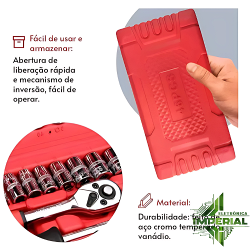 Kit Ferramentas Maleta Completa Chave Catraca Bits Sockets