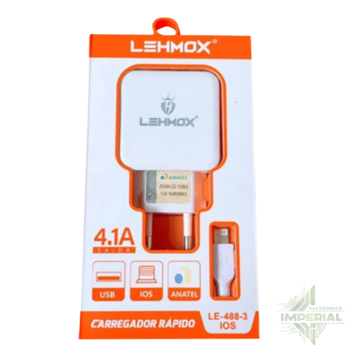 Carregador Turbo 4.1A Lightning (IOS) LEHMOX LE-485-3