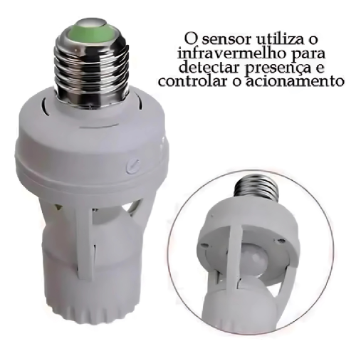 Sensor Infravermelho Soquete Lâmpada E27 Bivolt Motion 360°